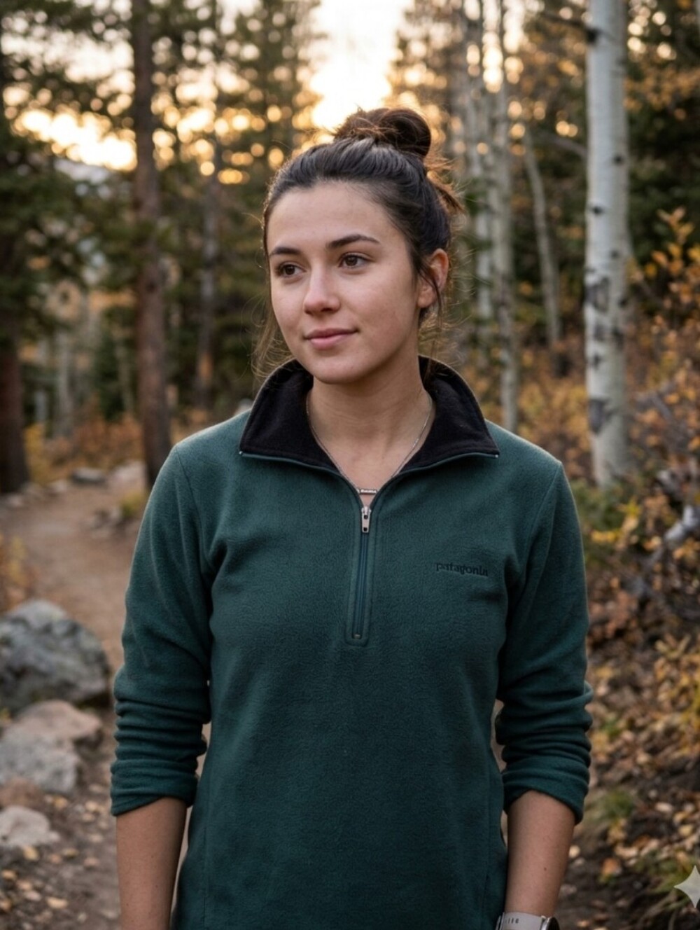 Vtg Patagonia Fleece Pullover - Dark Green/Black